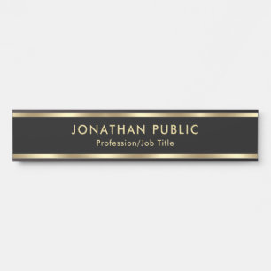 Porte-nom Pour Porte Modèle Moderne Élégant Tendance Noir Et Or