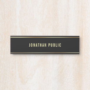 Porte-nom Pour Porte Modèle moderne Glamor Noir & Or Simple