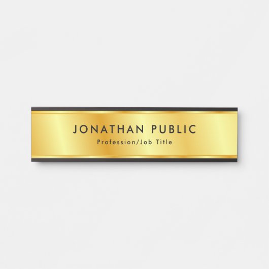 Porte-nom Pour Porte Modèle moderne tendance Faux Gold Elégant (Devant)