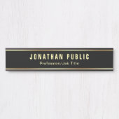 Porte-nom Pour Porte Modèle Noir Et Or Personnalisé (Devant)