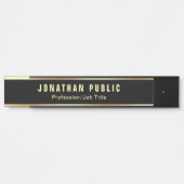 Porte-nom Pour Porte Modèle Noir Et Or Personnalisé (Devant)