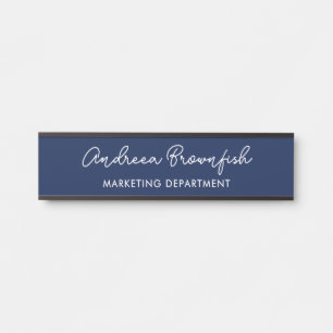 Porte-nom Pour Porte Moderne Bleu Marine Blanc Élégant Entreprise Scrip