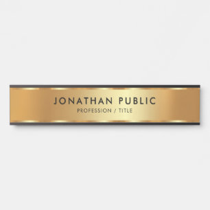 Porte-nom Pour Porte Moderne Elegant Noir & Or Modèle Luxe tendance
