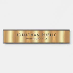 Porte-nom Pour Porte Moderne Elegant Noir & Or Modèle Luxueux
