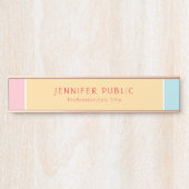 Porte-nom Pour Porte Moderne Rosegold rose jaune bleu Modèle élégant (Devant)