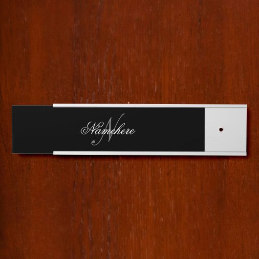Porte-nom Pour Porte Monogramme de nom noir et blanc personnalisé uniqu