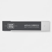 Porte-nom Pour Porte Monogramme professionnel noir élégant Nom de la su (Devant)