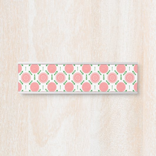 Porte-nom Pour Porte motif aux fleurs roses (Devant)