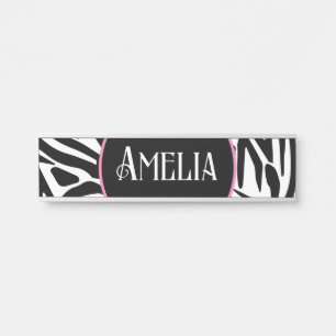 Porte-nom Pour Porte Motif Zèbre