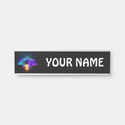Porte-nom Pour Porte Neon Firefly sur noir (Devant)