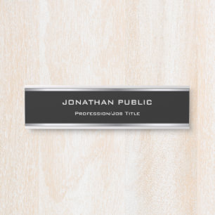 Porte-nom Pour Porte Noir de charme et cool moderne professionnel