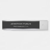 Porte-nom Pour Porte Noir de charme et cool moderne professionnel (Devant)