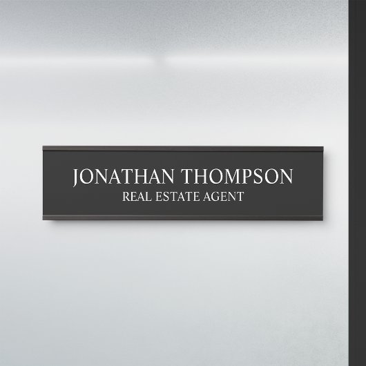 Porte-nom Pour Porte Noir et blanc professionnel