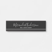 Porte-nom Pour Porte Noir et blanc professionnel avec nom de script (Devant)