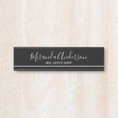 Porte-nom Pour Porte Noir et blanc professionnel avec nom de script (Devant)