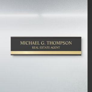 Porte-nom Pour Porte Noir et or élégant professionnel