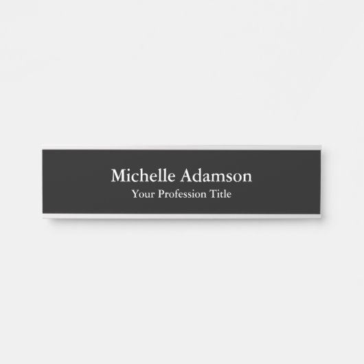 Porte-nom Pour Porte Noir Professionnel Plain Moderne (Devant)