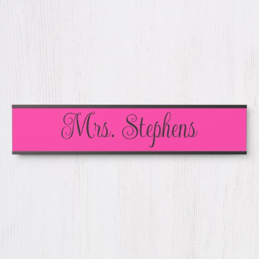 Porte-nom Pour Porte Nom de la calligraphie rose et noir (Devant)