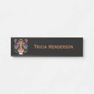 Porte-nom Pour Porte Nom de tête de tigre génial