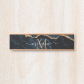 Porte-nom Pour Porte Nom du monogramme Agate Marine Bleu Gold Gemstone (Devant)