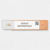 Porte-nom Pour Porte Nom monogramme et signature élégante / code QR (Devant)