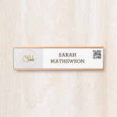 Porte-nom Pour Porte Nom monogramme et signature élégante / code QR (Devant)