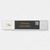 Porte-nom Pour Porte Nom monogramme et signature moderne / code QR (Devant)