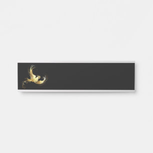 Porte-nom Pour Porte Oiseau doré sur fond noir