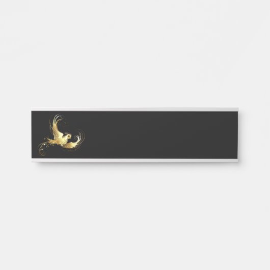 Porte-nom Pour Porte Oiseau doré sur fond noir (Devant)