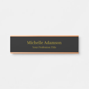 Porte-nom Pour Porte Or & Noir Couleur Professionnel Plain Moderne
