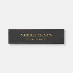 Porte-nom Pour Porte Or & Noir Couleur Professionnel Plain Moderne