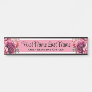 Porte-nom Pour Porte Panneau de porte de bureau à fleurs rose vif Plaqu