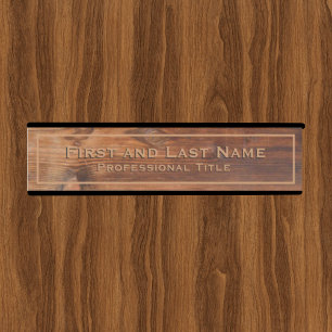 Porte-nom Pour Porte Panneau de porte de bureau à grain de bois faux ru