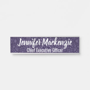 Porte-nom Pour Porte Panneau de porte de bureau en faux strass violet