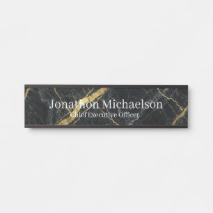 Porte-nom Pour Porte Panneau de porte de bureau en marbre noir, blanc e