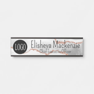 Porte-nom Pour Porte Panneau de porte de bureau en or Rose Blanche Plaq