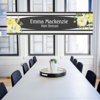 Panneau de porte de bureau Fleurs florales noir et
