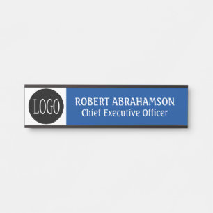 Porte-nom Pour Porte Panneau de porte de bureau moderne bleu Votre logo