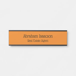 Porte-nom Pour Porte Panneau de porte de bureau orange Agent immobilier