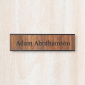 Porte-nom Pour Porte Panneau de porte de bureau rustique en bois grainé (Devant)