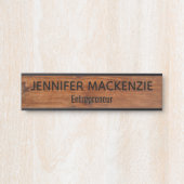 Porte-nom Pour Porte Panneau de porte rustique en bois à grain élégant (Devant)