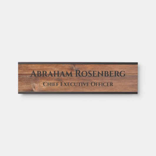 Porte-nom Pour Porte Panneau de porte rustique en bois à grain élégant (Devant)