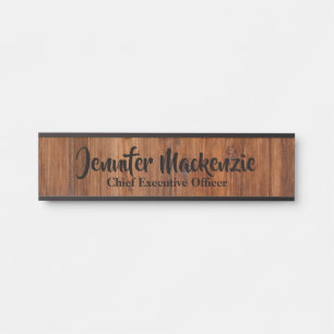 Porte-nom Pour Porte Panneau de porte rustique en bois à grain moderne 