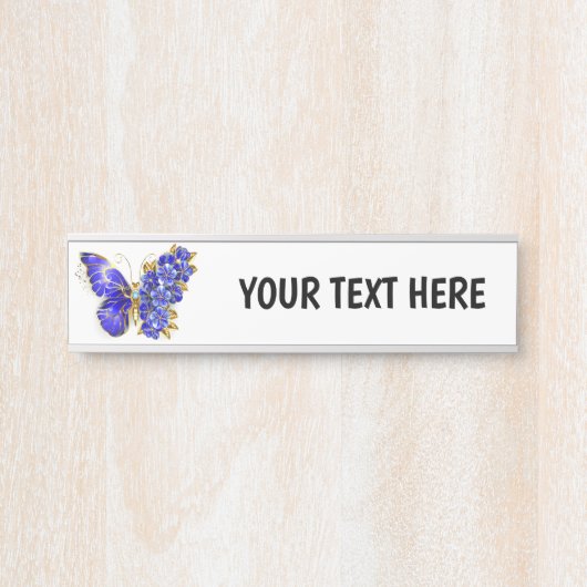 Porte-nom Pour Porte Papillon saphir à fleurs (Devant)