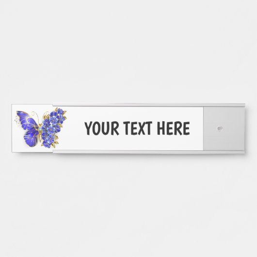 Porte-nom Pour Porte Papillon saphir à fleurs (Devant)