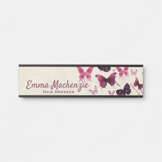 Porte-nom Pour Porte Papillons - Panneau de porte de bureau violet (Devant)