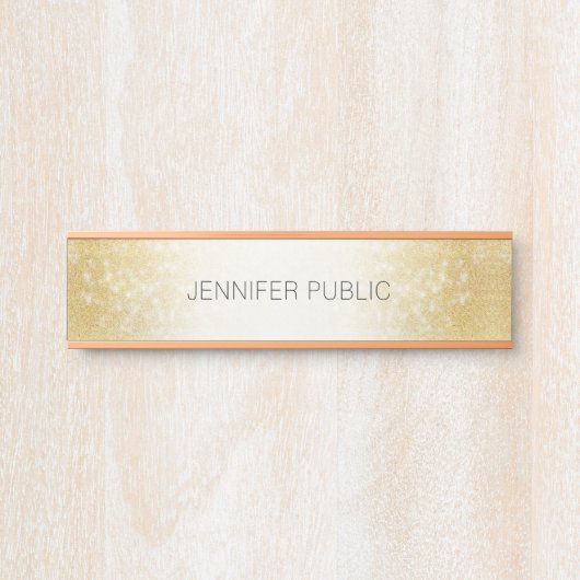 Porte-nom Pour Porte Parties scintillant d'or Design simple Modèle mode (Devant)