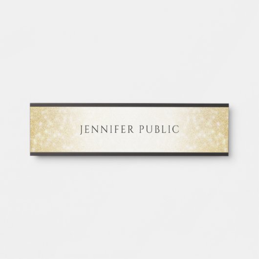 Porte-nom Pour Porte Parties scintillant d'or Élégant moderne Modèle gl (Devant)