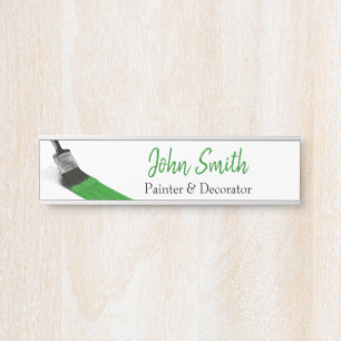 Porte-nom Pour Porte Peinture Peintre Service Société Pinceau vert