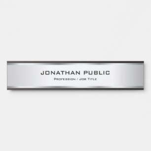 Porte-nom Pour Porte Personnalisé Élégant Aspect Métallisé Argent Luxe